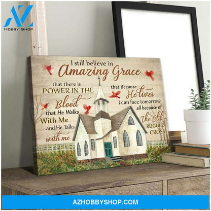 Amazing Grace Church and Cardinal Canvas Wall Art Decor