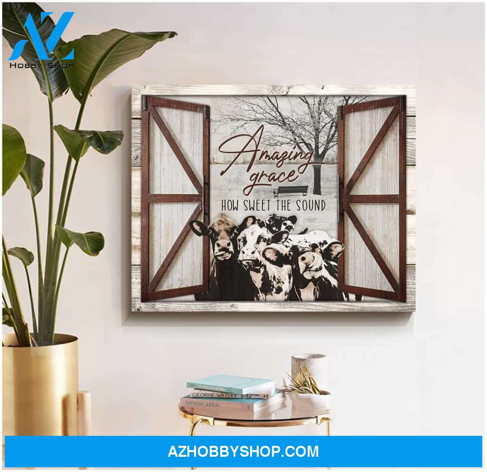 Amazing Grace Farm Cows Canvas Wall Art Decor, Wall Decor Visual Art