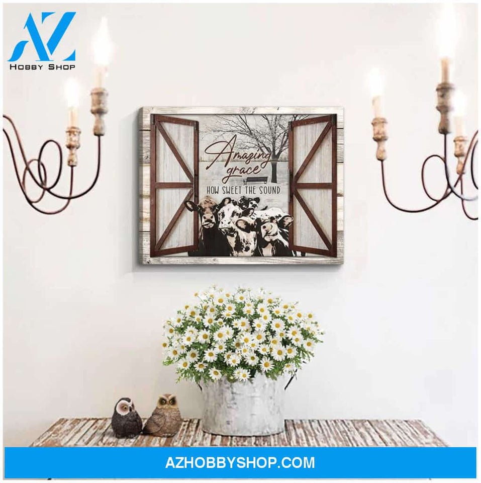 Amazing Grace Farm Cows Canvas Wall Art Decor, Wall Decor Visual Art