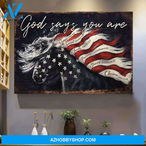 Amazing horse and flag - God says you are Jesus Landscape Canvas Prints - Wall Art
