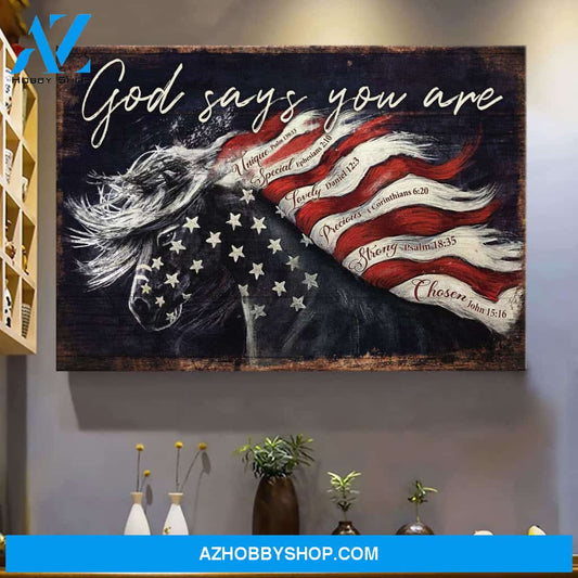 Amazing horse and flag - God says you are Jesus Landscape Canvas Prints - Wall Art