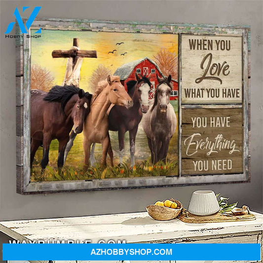 Amazing horses - When you love what you have Jesus Landscape Canvas Prints, Wall Art