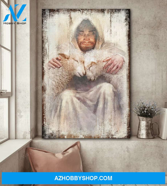Amazing Jesus and lambs - Jesus Portrait Canvas Prints - Wall Art