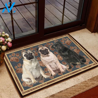 Amazing Pug Flower Paw - Dog Doormat Welcome Mat House Warming Gift Home Decor Gift for Dog Lovers Funny Doormat Gift Idea