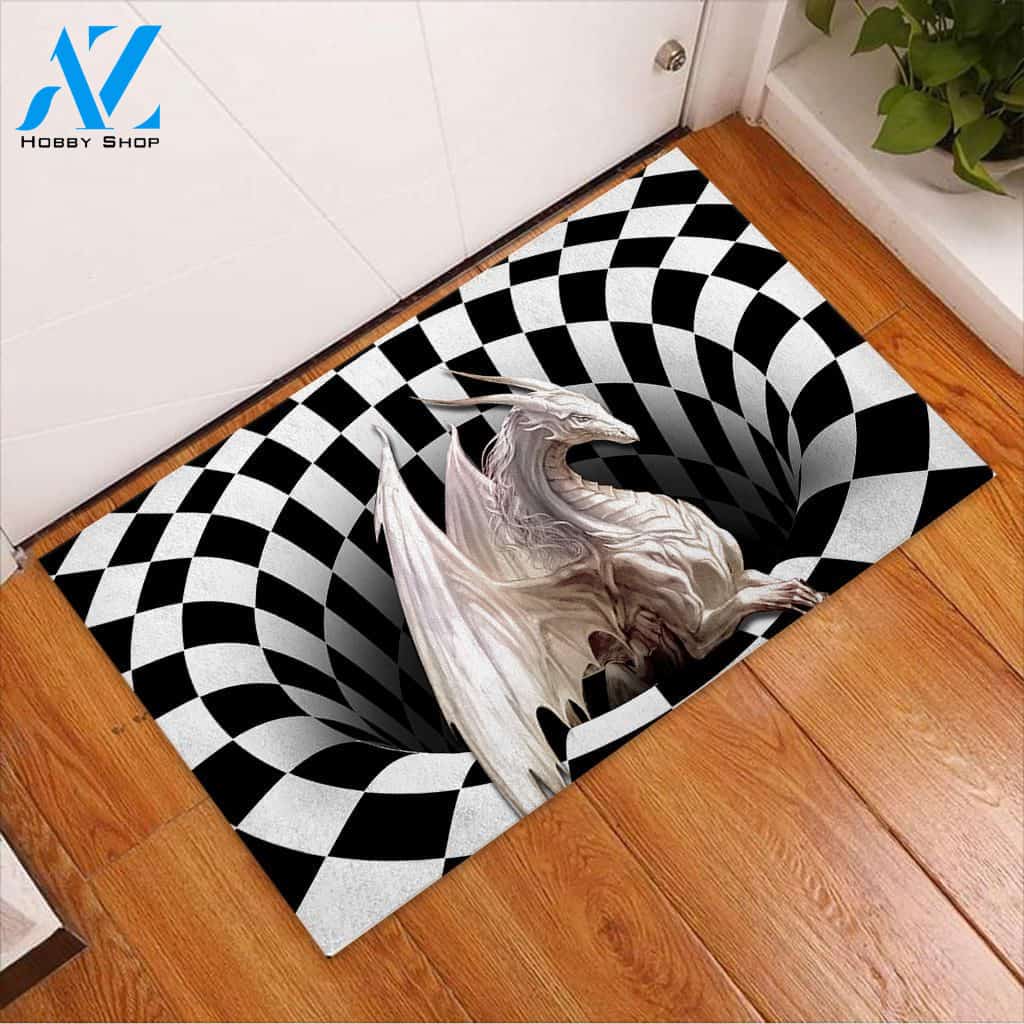 Amazing White Dragon Dragon Doormat Welcome Mat House Warming Gift Home Decor Funny Doormat Gift Idea