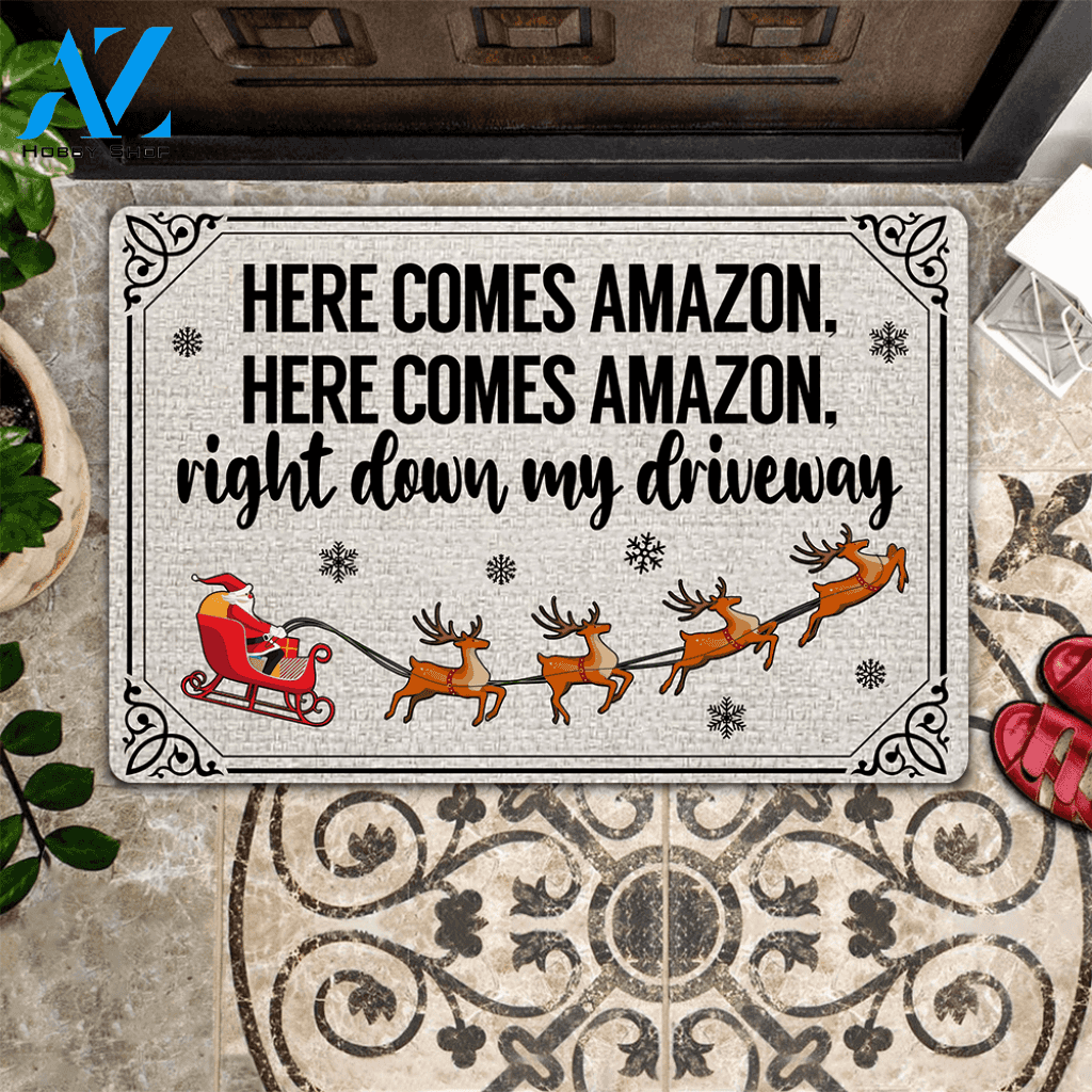 Amazon Shopping Doormat Here Come Amazon | Welcome Mat | House Warming Gift