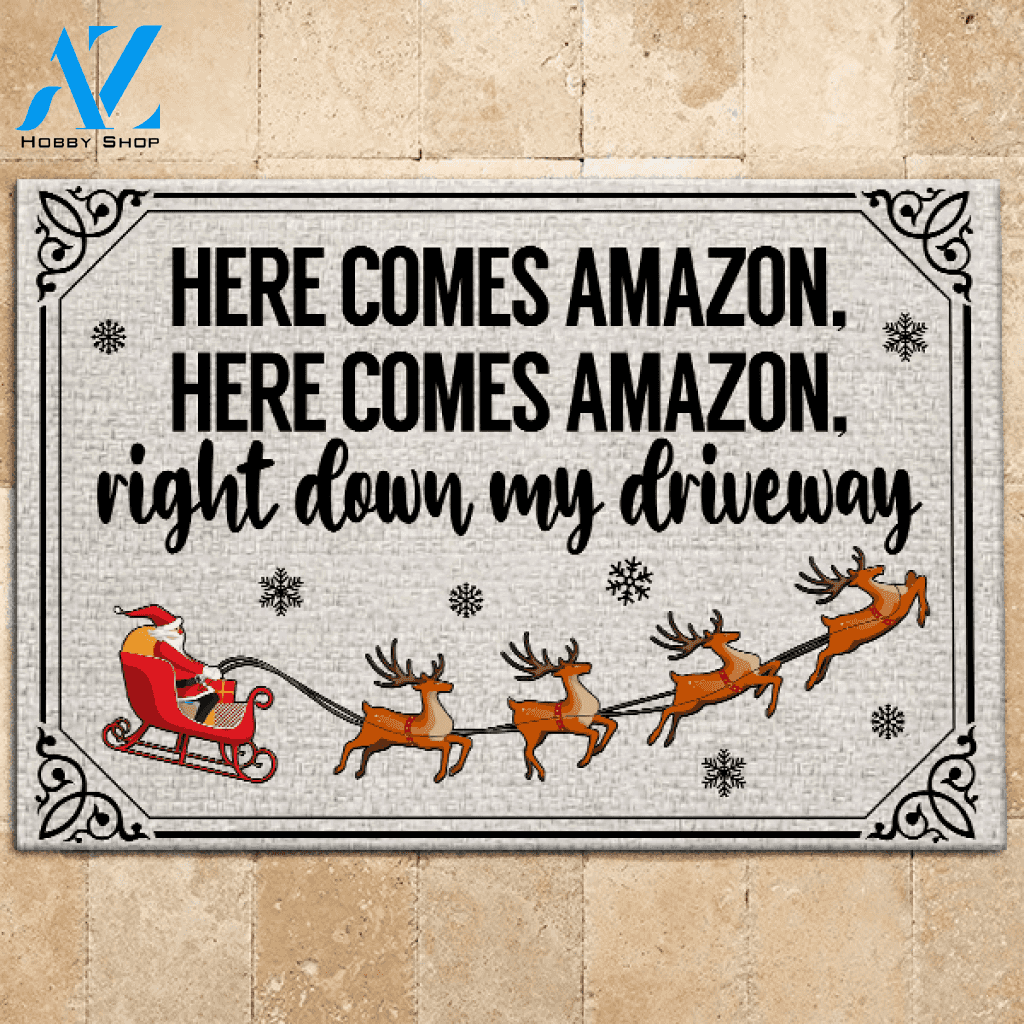 Amazon Shopping Doormat Here Come Amazon | Welcome Mat | House Warming Gift