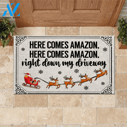 Amazon Shopping Doormat Here Come Amazon | Welcome Mat | House Warming Gift
