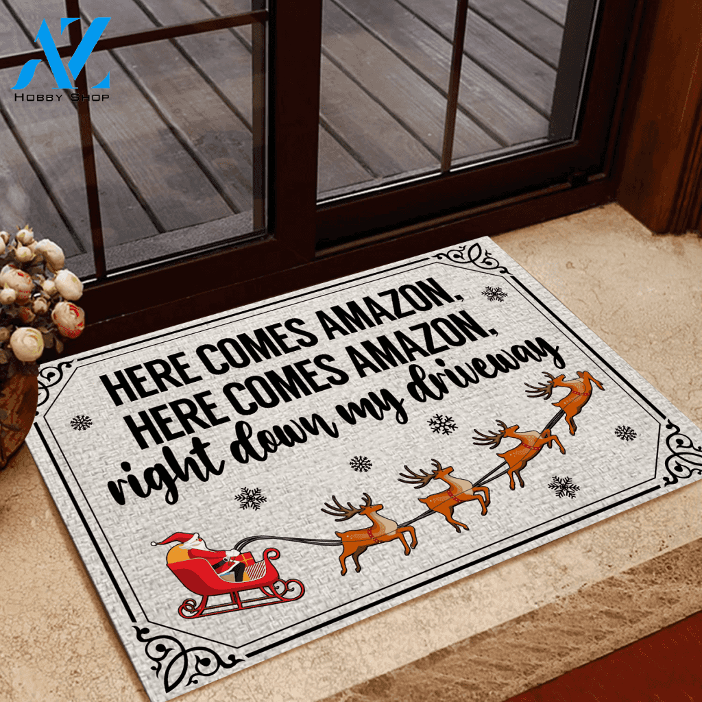 Amazon Shopping Doormat Here Come Amazon | Welcome Mat | House Warming Gift