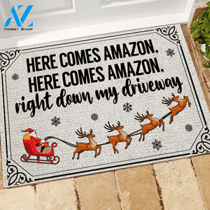 Amazon Shopping Doormat Here Come Amazon | Welcome Mat | House Warming Gift
