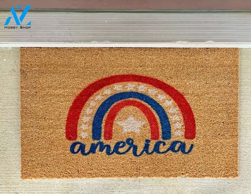 America Doormat Patriotic Porch Decor Welcome Mat House Warming Gift Home Decor Funny Doormat Gift Idea