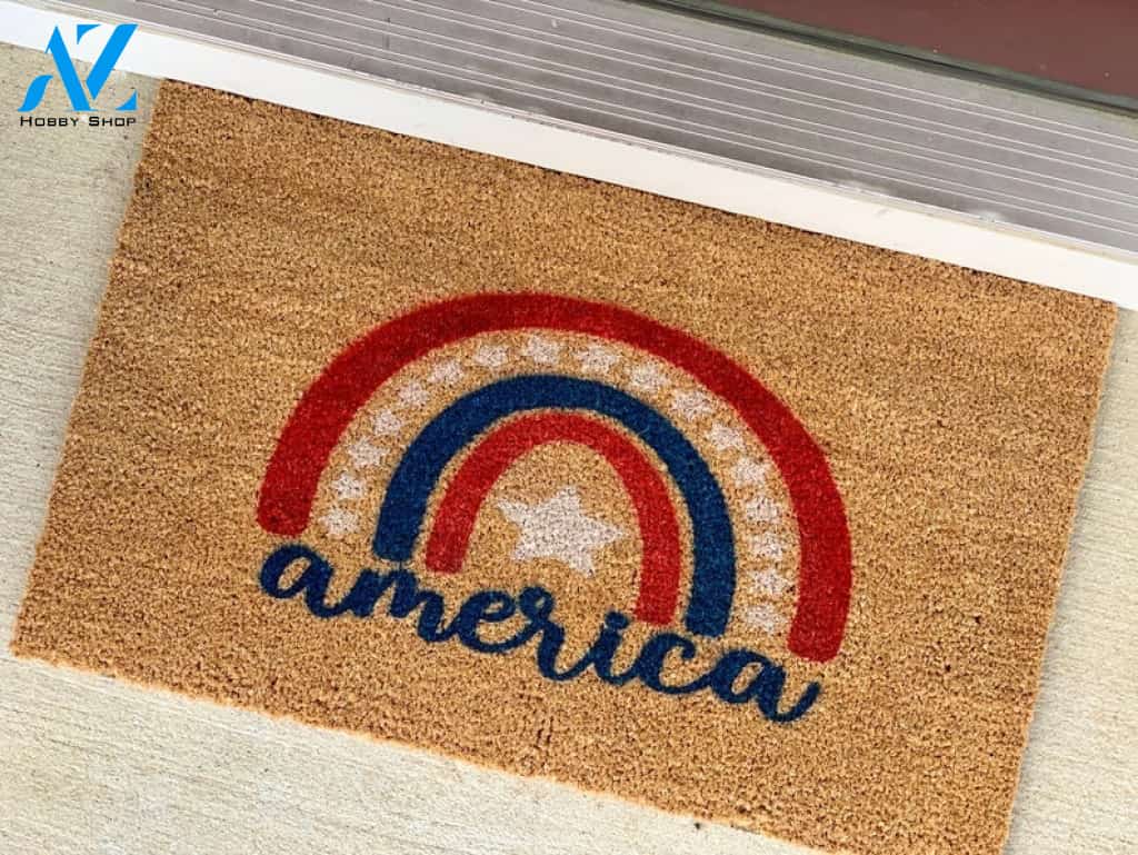 America Doormat Patriotic Porch Decor Welcome Mat House Warming Gift Home Decor Funny Doormat Gift Idea
