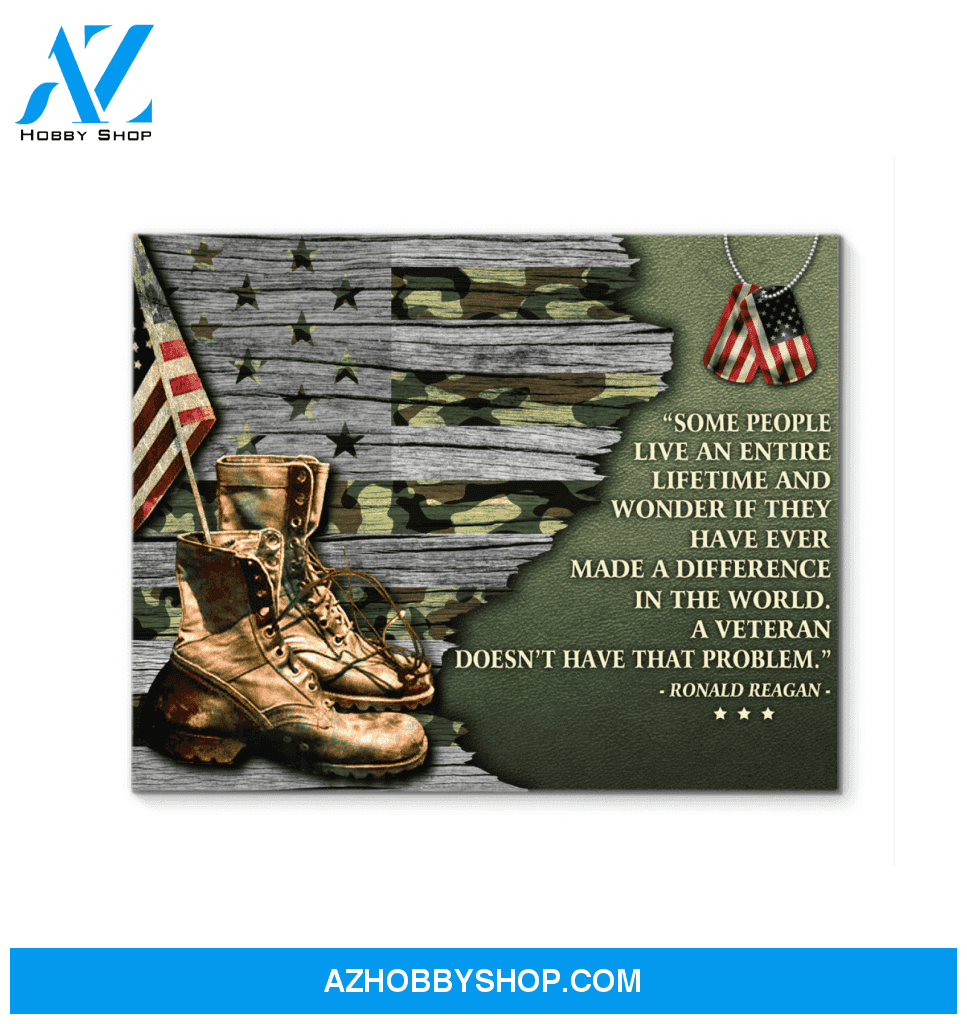 America Flag Veteran Made A Difference Unique Custom Design Canvas