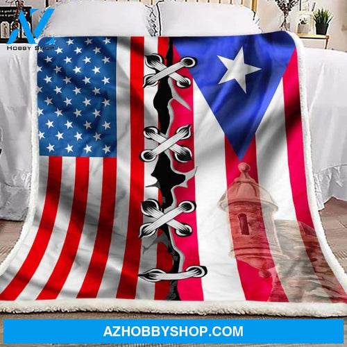 America Puerto Rico Flag Fleece Blanket