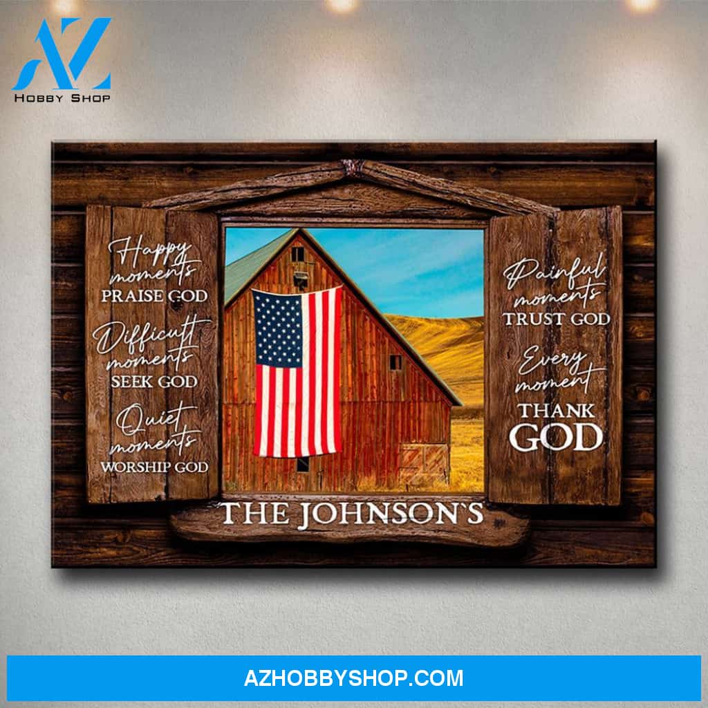American Barn Color Wood Shutters Premium Canvas Saying 8