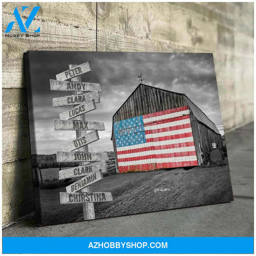 American barn family multi names - Personalized canvas