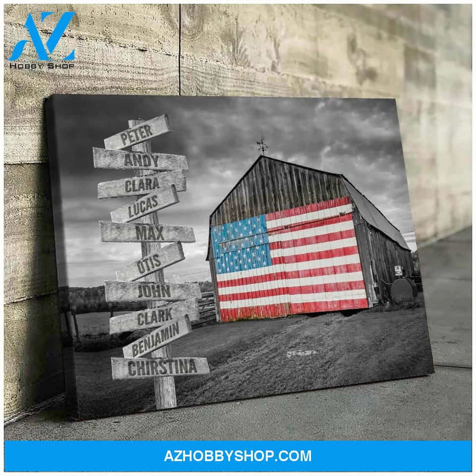 American barn family multi names - Personalized canvas