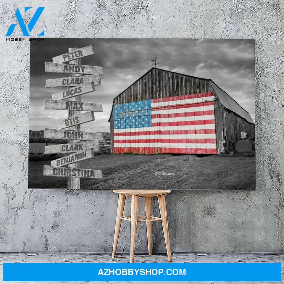 American barn family multi names - Personalized canvas