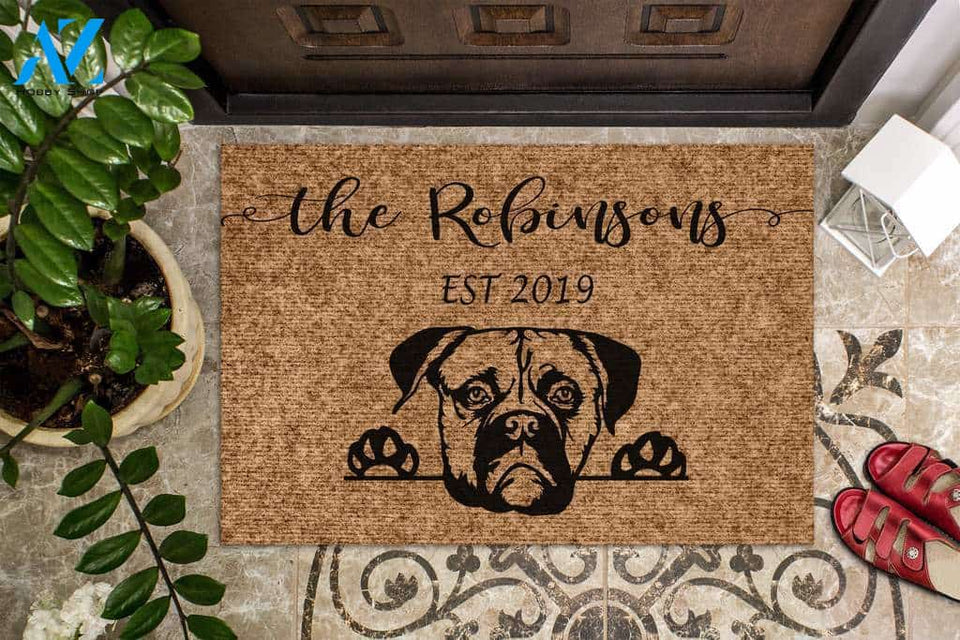 American Bulldog Funny Dog Custom Name & Year Doormat | Welcome Mat | House Warming Gift