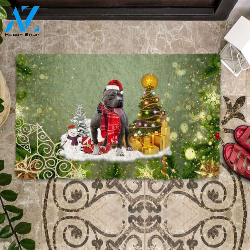 American Bully Merry Christmas Doormat