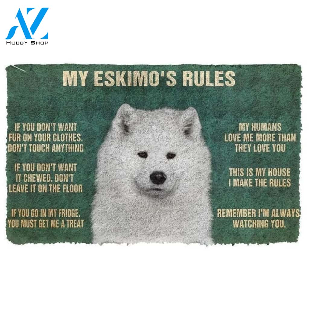 American Eskimo's Rules Doormat Welcome Mat Housewarming Gift Home Decor Funny Doormat Gift For Dog Lovers