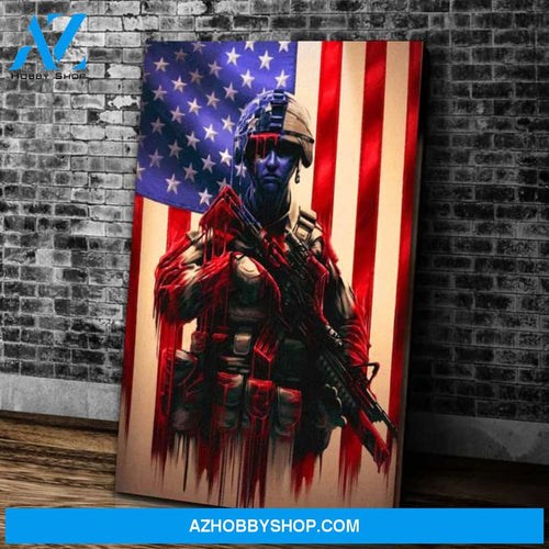American Flag Canvas Wall Military Soldiers Army Matte Canvas