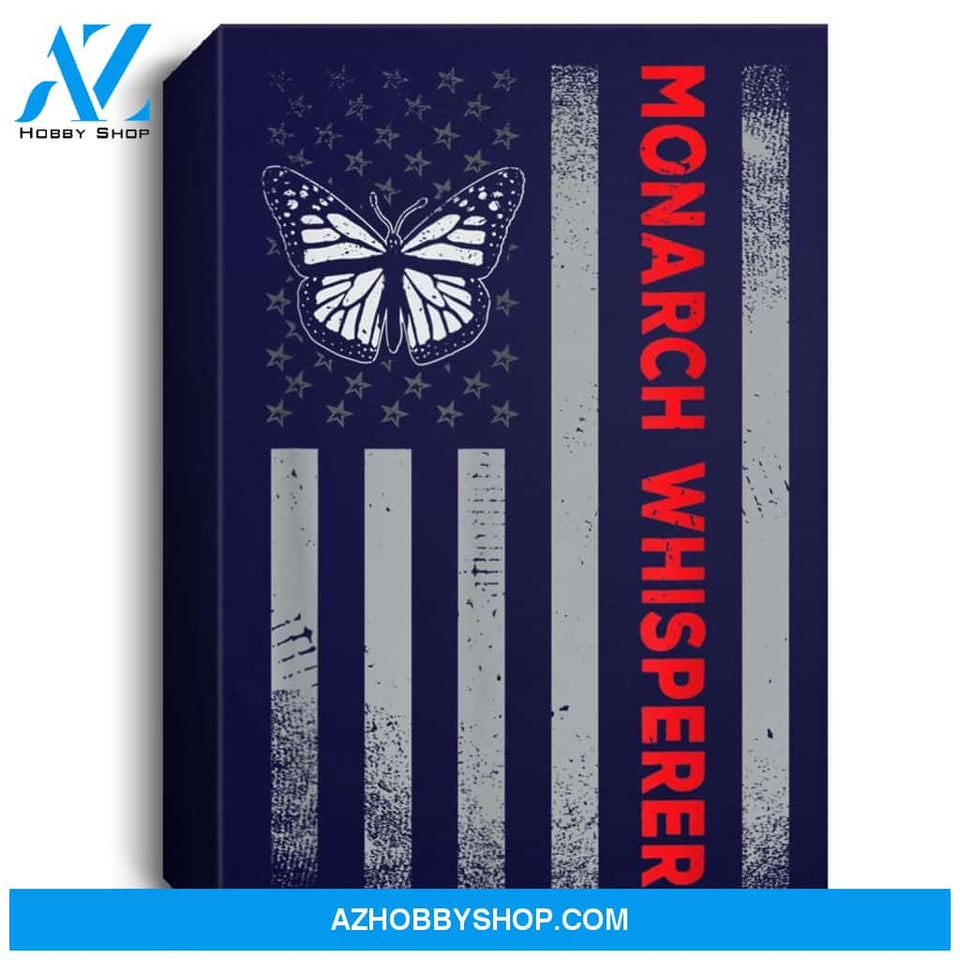 American Flag Monarch Whisperer Butterfly Lover Gift Portrait Canvas