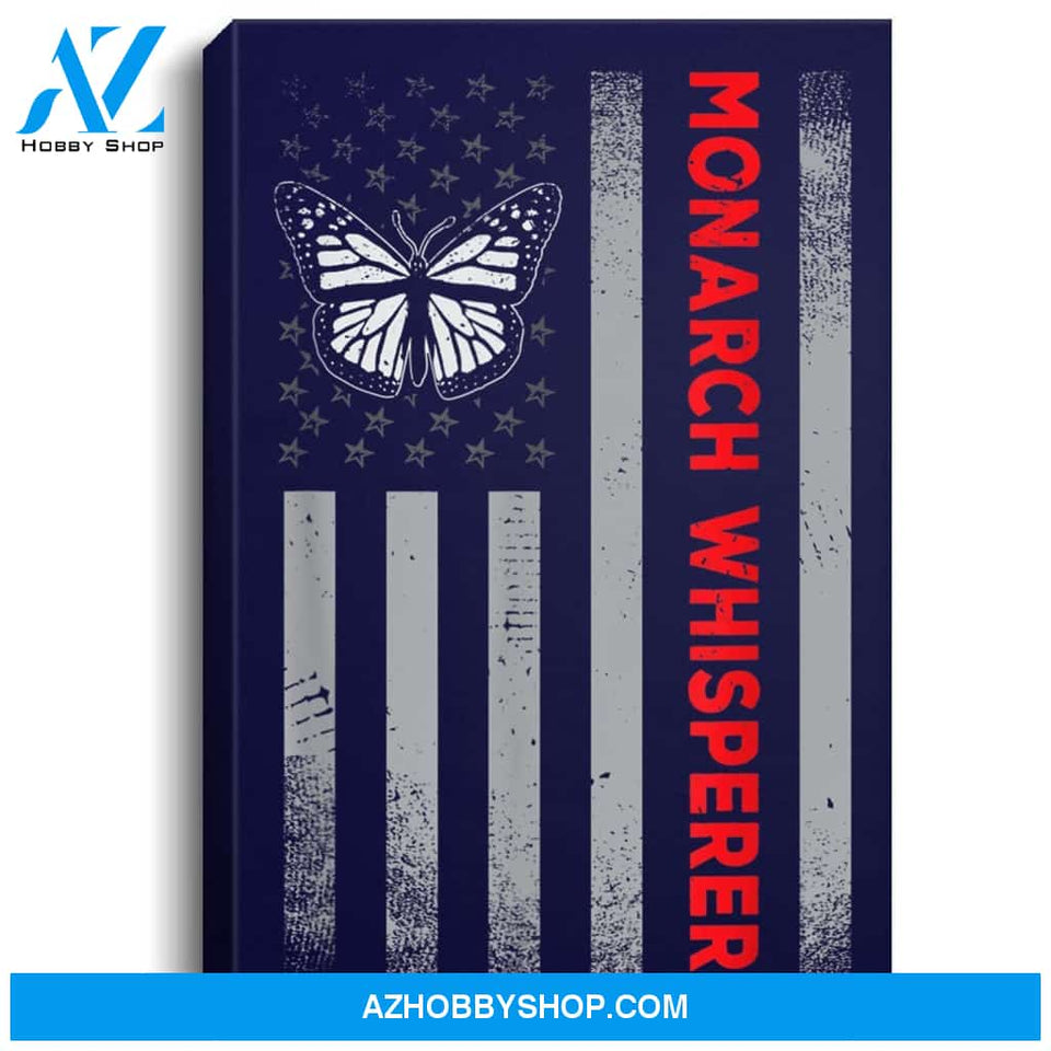 American Flag Monarch Whisperer Butterfly Lover Gift Portrait Canvas