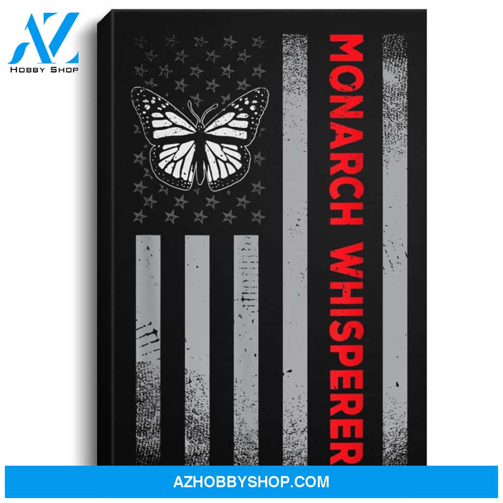 American Flag Monarch Whisperer Butterfly Lover Gift Portrait Canvas