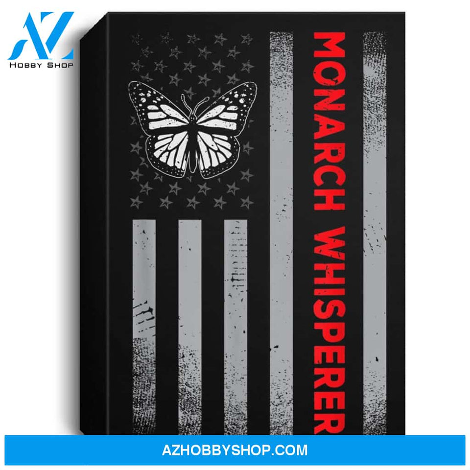 American Flag Monarch Whisperer Butterfly Lover Gift Portrait Canvas