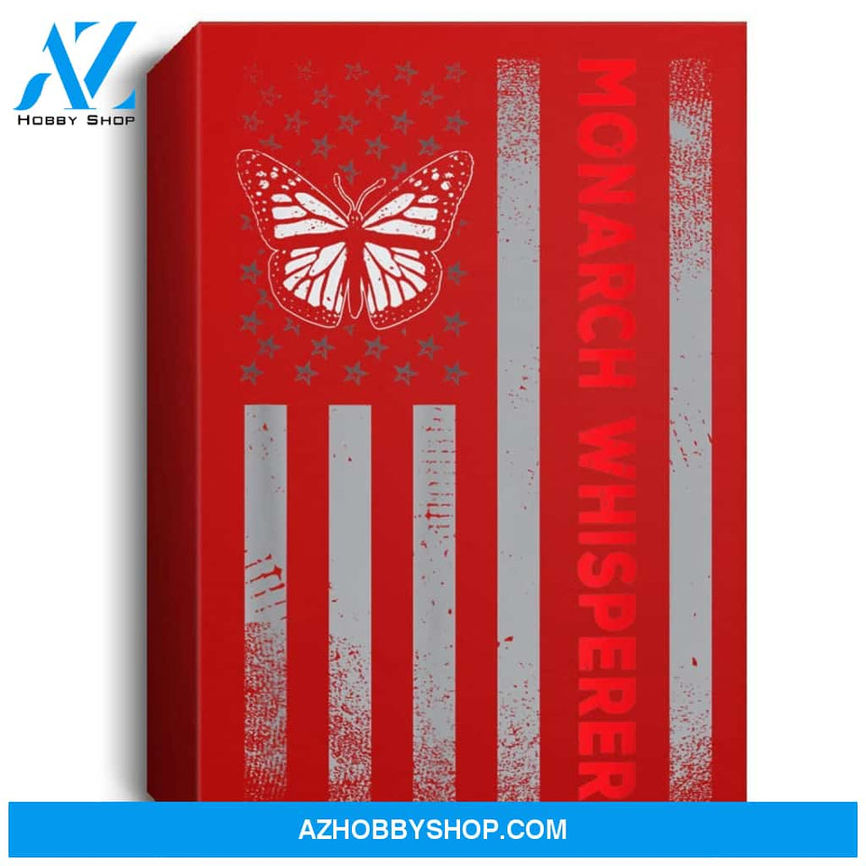 American Flag Monarch Whisperer Butterfly Lover Gift Portrait Canvas