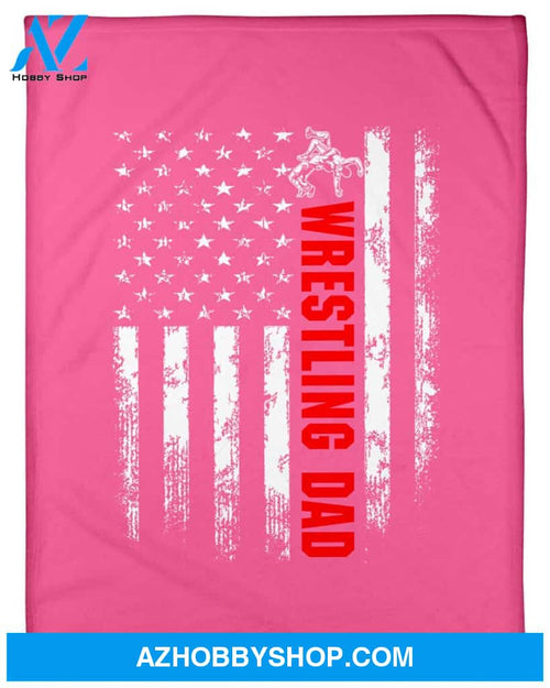 American Flag Wrestling Dad Fleece Blanket Home Decor Bedding Couch Sofa Soft And Comfy Cozy Wrestling Lovers Gift, Gift For Dad