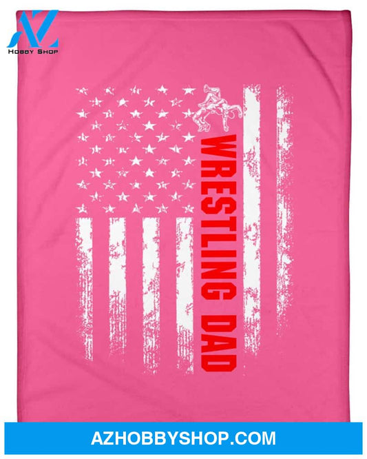 American Flag Wrestling Dad Fleece Blanket Home Decor Bedding Couch Sofa Soft And Comfy Cozy Wrestling Lovers Gift, Gift For Dad