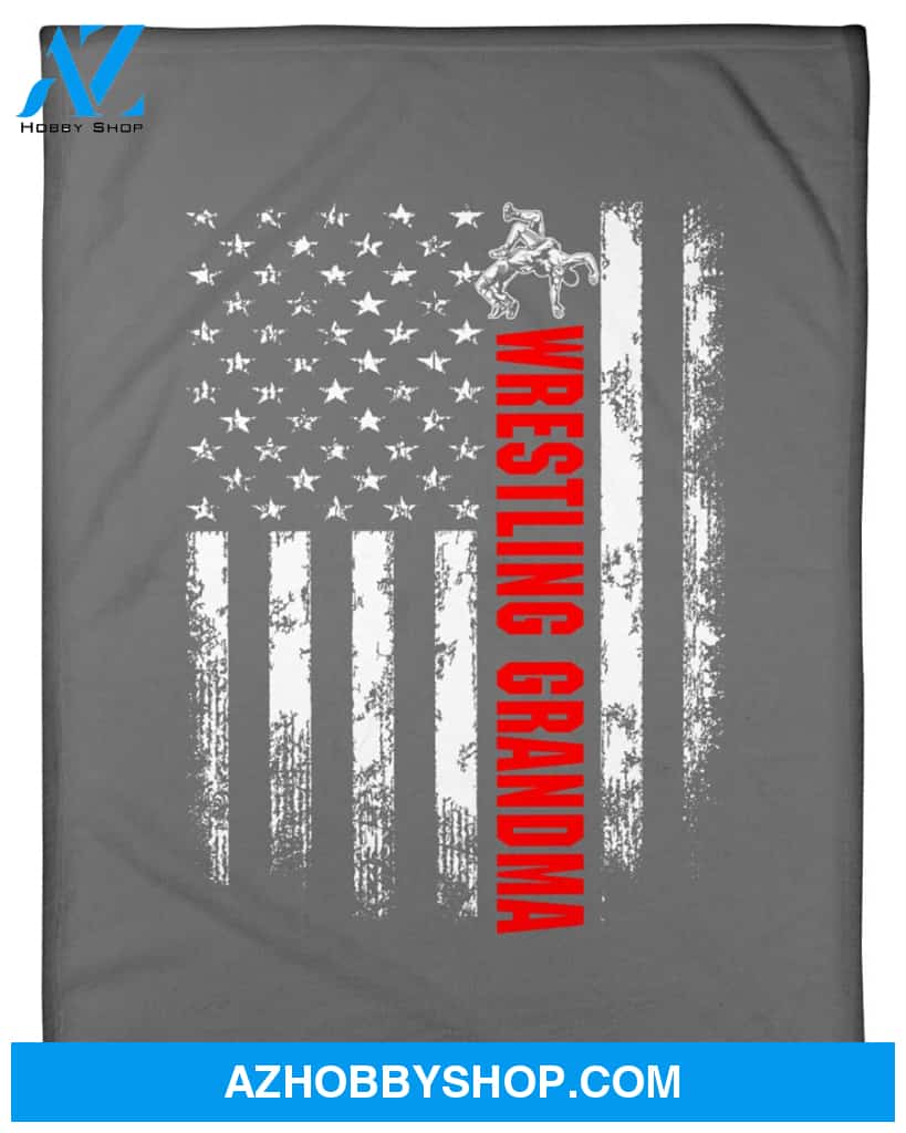 American Flag Wrestling Grandma Fleece Blanket Home Decor Bedding Couch Sofa Soft And Comfy Cozy Gift For Wrestling Lovers, Gift For Grandma