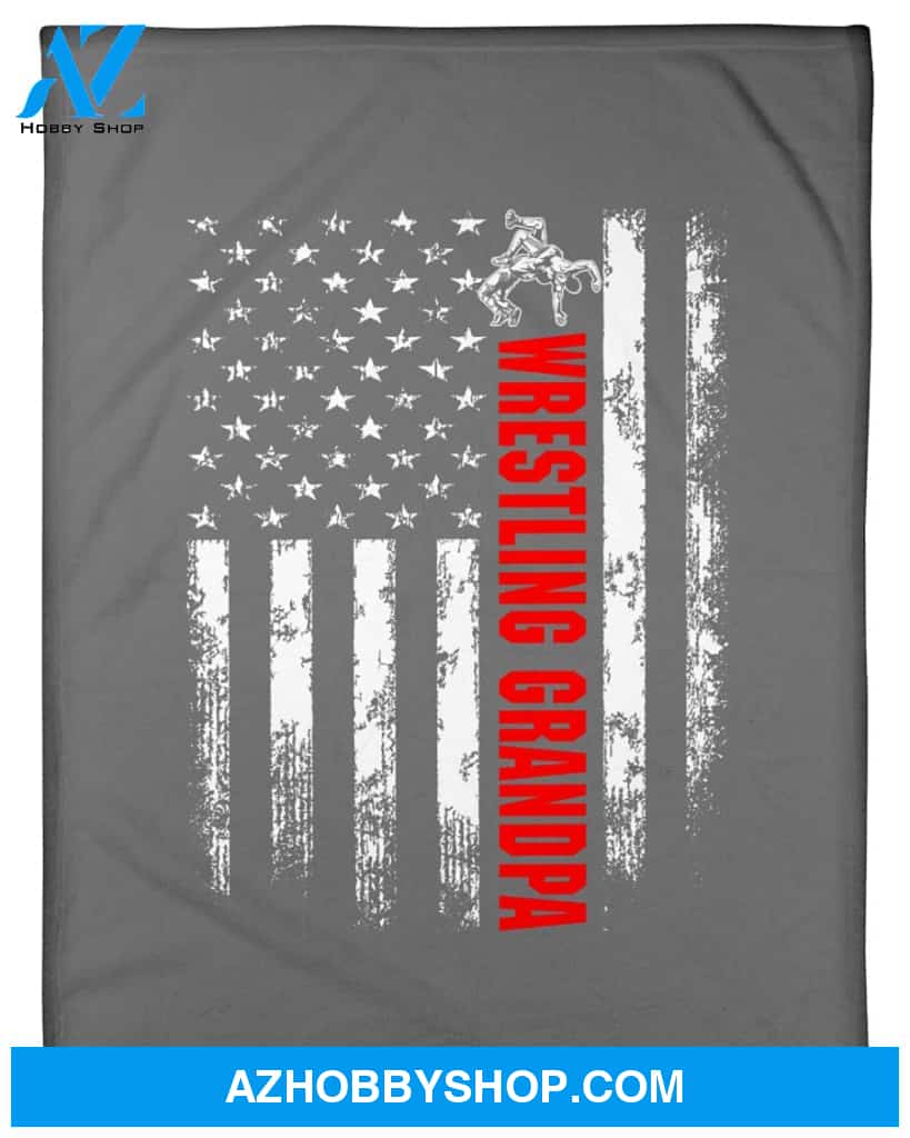 American Flag Wrestling Grandpa Fleece Blanket Home Decor Bedding Couch Sofa Soft And Comfy Cozy Wrestling Lovers Gift, Gift For Friend Family