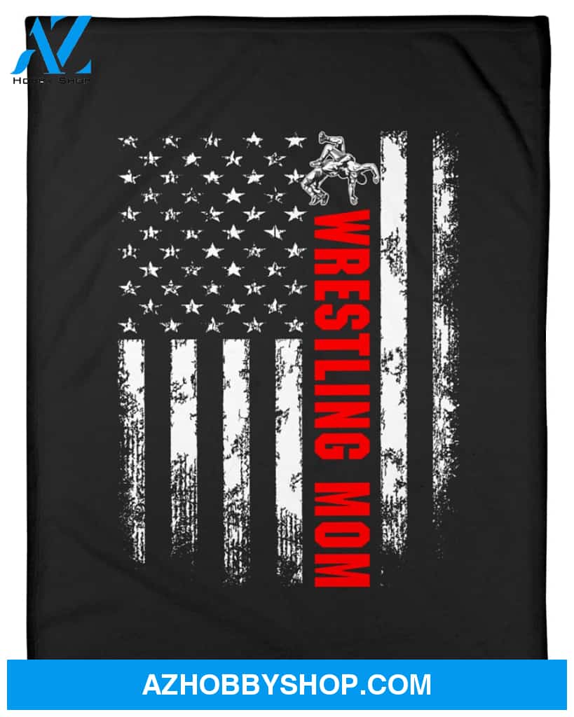 American Flag Wrestling Mom Fleece Blanket Home Decor Bedding Couch Sofa Soft And Comfy Cozy Wrestling Lovers Gift, Gift For Mom