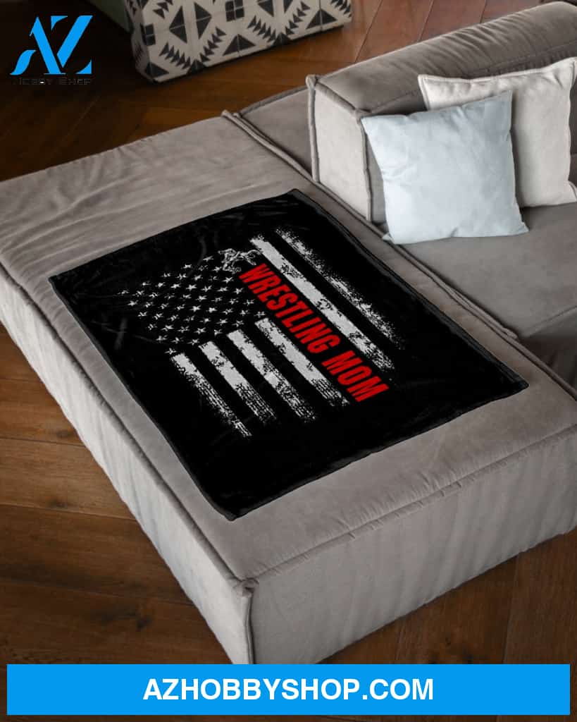 American Flag Wrestling Mom Fleece Blanket Home Decor Bedding Couch Sofa Soft And Comfy Cozy Wrestling Lovers Gift, Gift For Mom