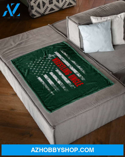 American Flag Wrestling Uncle Fleece Blanket Home Decor Bedding Couch Sofa Soft And Comfy Cozy Wrestling Lovers Gift, Gift For Dad