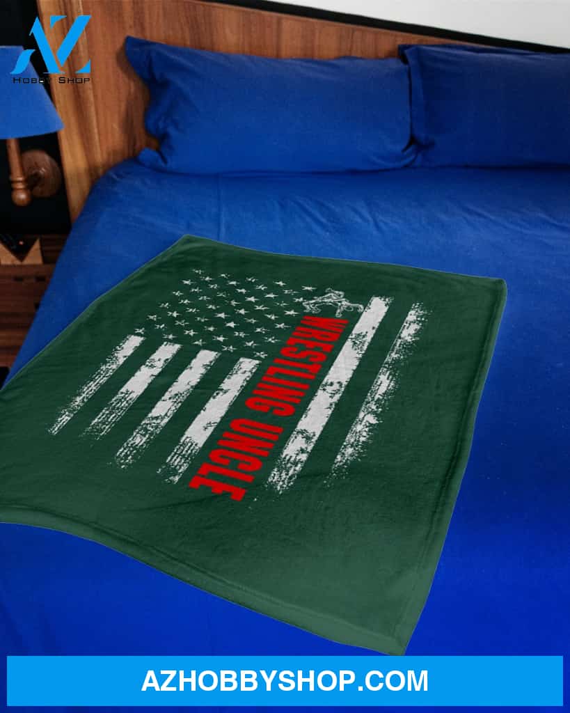 American Flag Wrestling Uncle Fleece Blanket Home Decor Bedding Couch Sofa Soft And Comfy Cozy Wrestling Lovers Gift, Gift For Dad