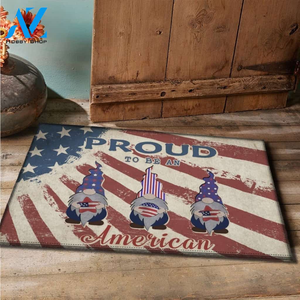 American Gnomes Doormat, Proud To Be An American Doormat Welcome Mat House Warming Gift Home Decor Funny Doormat Gift Idea