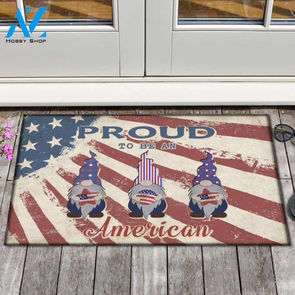 American Gnomes Doormat, Proud To Be An American Doormat Welcome Mat House Warming Gift Home Decor Funny Doormat Gift Idea