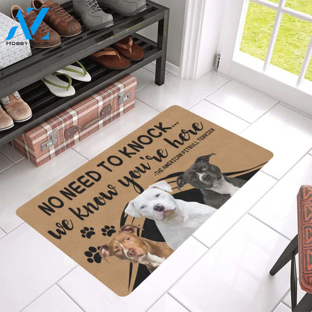 American Pitbull Terrier We Know You’re Here Three Colors Doormat – Doormat