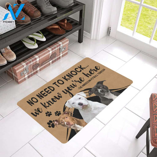 American Pitbull Terrier We Know You’re Here Three Colors Doormat – Doormat