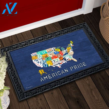 American Pride Blue Rustic Wood Doormat - 18" x 30"