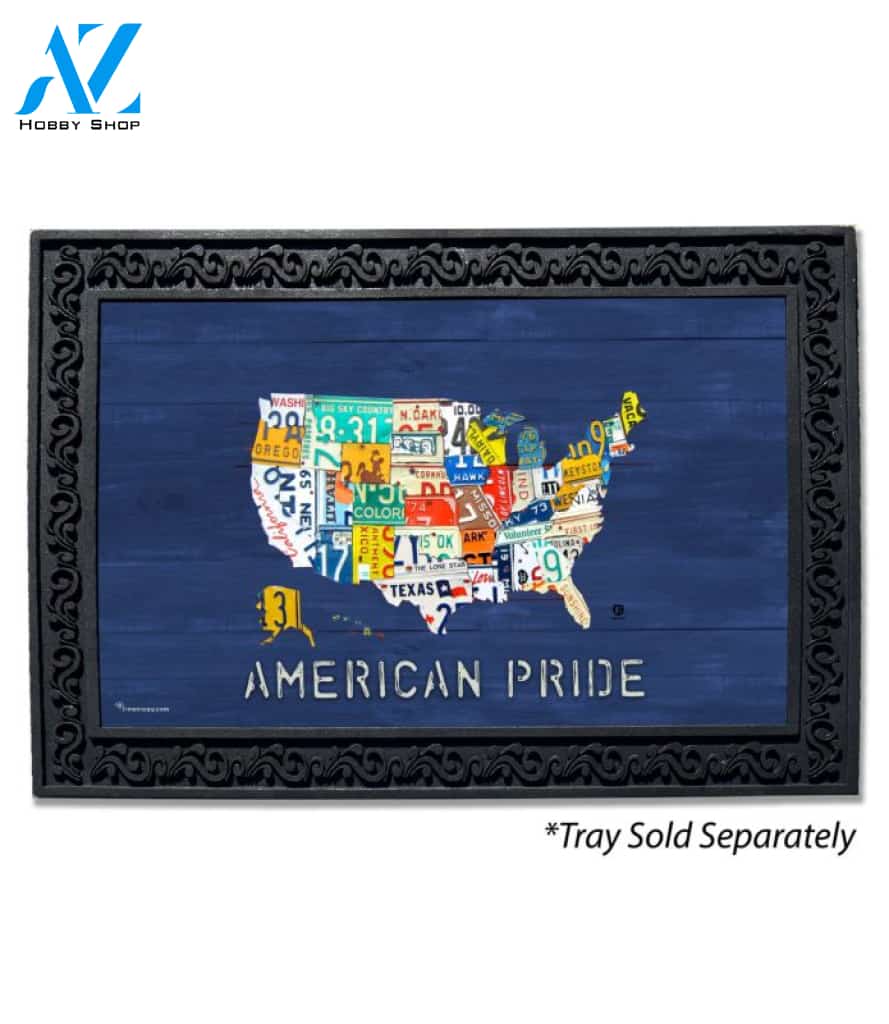 American Pride Blue Rustic Wood Doormat - 18" x 30"