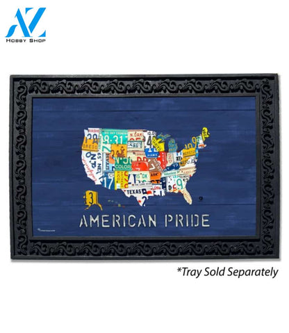 American Pride Blue Rustic Wood Doormat - 18" x 30"