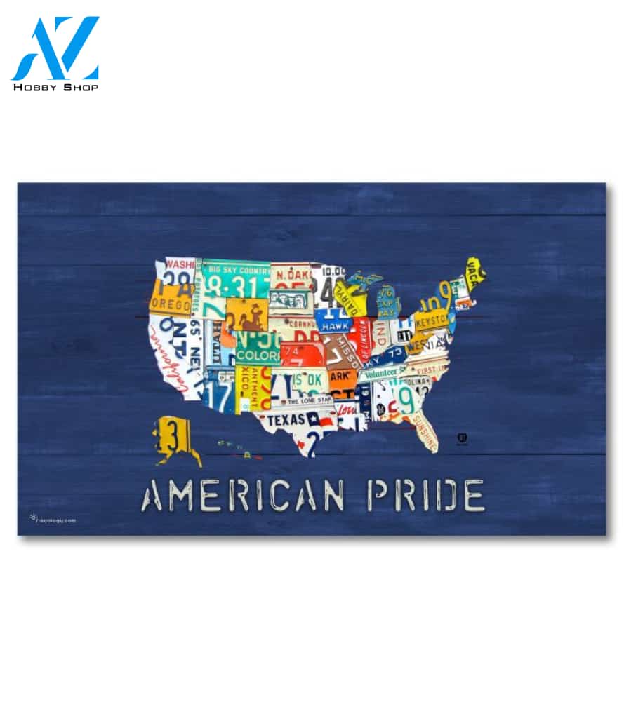 American Pride Blue Rustic Wood Doormat - 18" x 30"