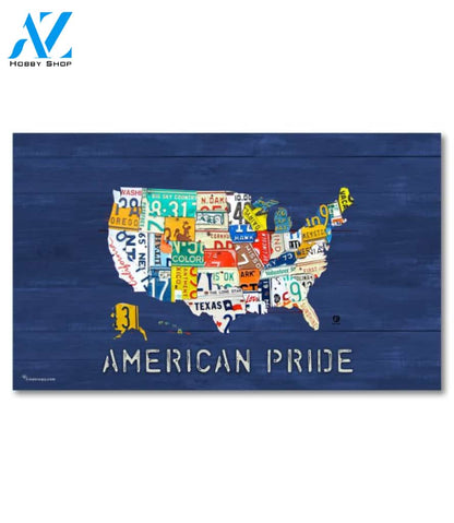 American Pride Blue Rustic Wood Doormat - 18" x 30"