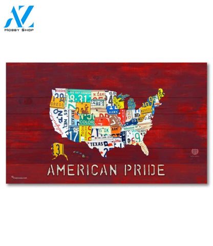 American Pride Red Rustic Wood Doormat - 18" x 30"