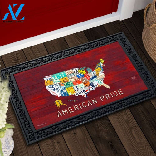 American Pride Red Rustic Wood Doormat - 18" x 30"